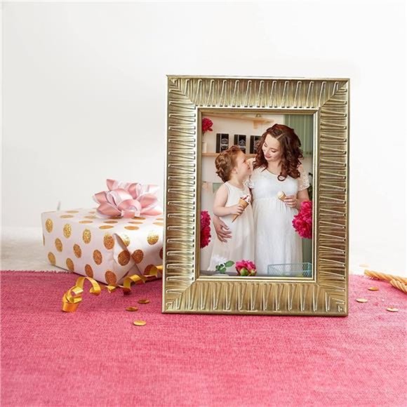 8x10 Inch 2 Pack Ornate Champagne Gold Picture Frame Set for Table Top Display - Picture 3 of 6